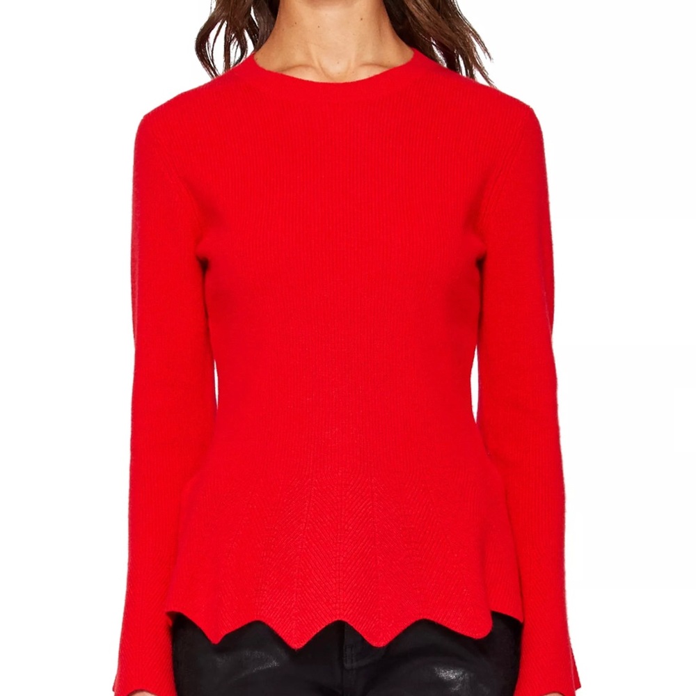 Ted Baker Bobbe Peplum Wool Blend Cherry Red Jumper Sweater 0/XS